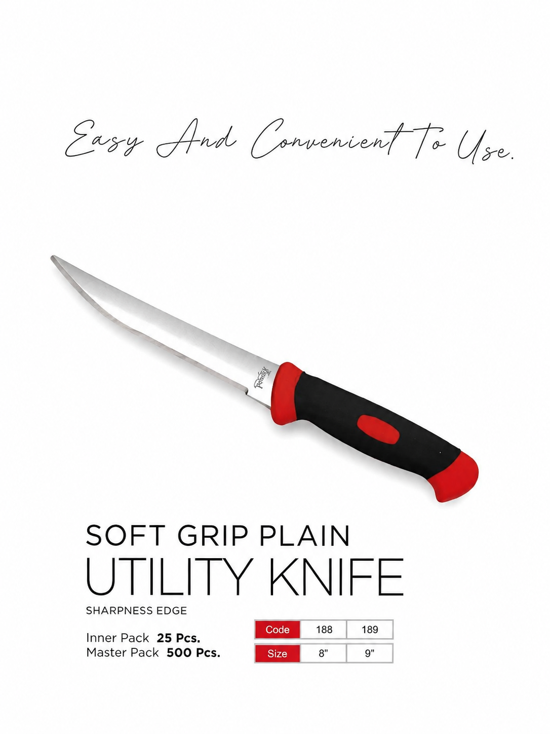 Royal Soft Grip Plain Utility Knife 8 Inch / 9 Inch | Stainless Steel Kitchen Knife with Ergonomic Non-Slip Handle | Sharp Plain Edge Utility Knife for Meat, Vegetables, Fruits & Everyday Kitchen Use