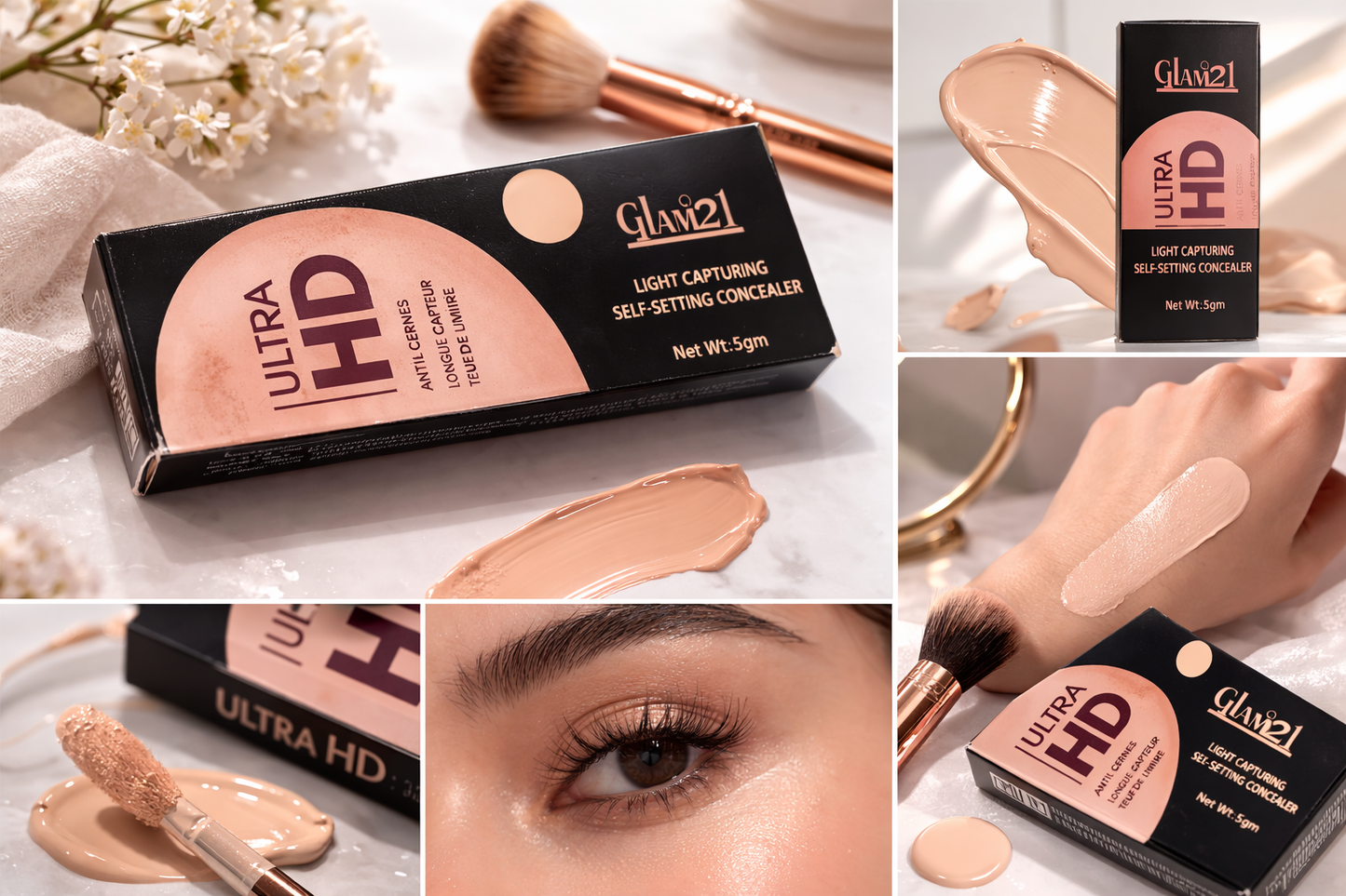 Glam21 Ultra HD Concealer 5gm | Full Coverage Concealer for Dark Circles & Spots