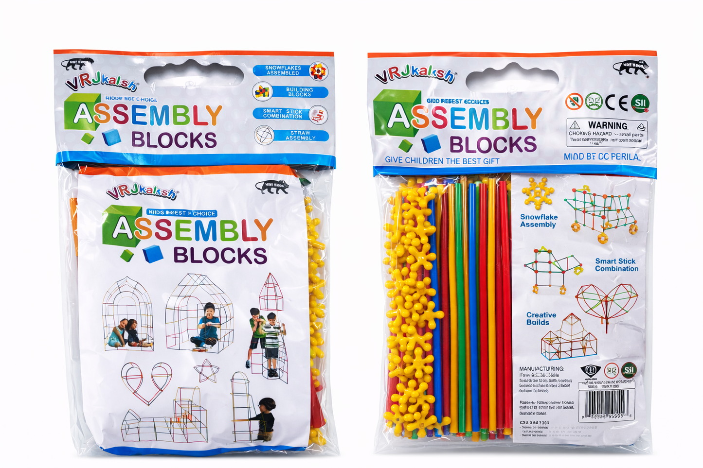 Kids Assembly Blocks Stick Building Set | Creative Construction Toy with Connectors & Flexible Rods