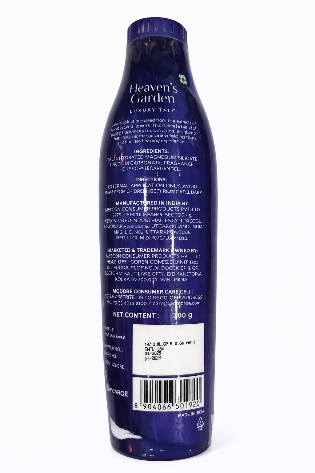 Heaven’s Garden Luxury Talc Powder 300g | Long Lasting Floral Fragrance | Milk & Honey Enriched Body Powder | Silky Smooth Skin & All-Day Freshness