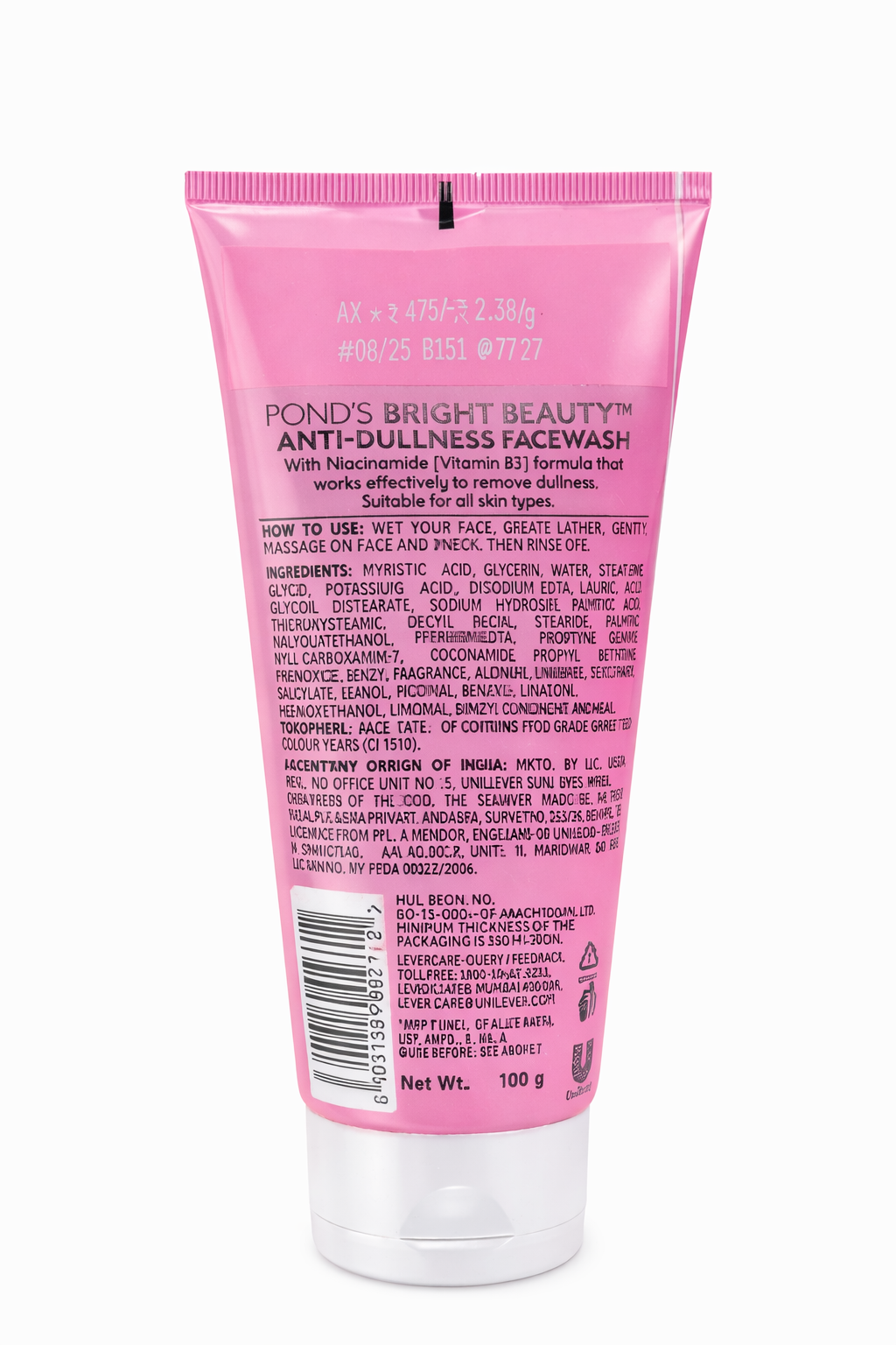 POND’S Bright Beauty Niacinamide Face Wash with Vitamin B3 & Vitamin C | Anti-Dullness Glow Boost Face Wash for Bright Skin | Gentle Daily Cleanser for All Skin Types