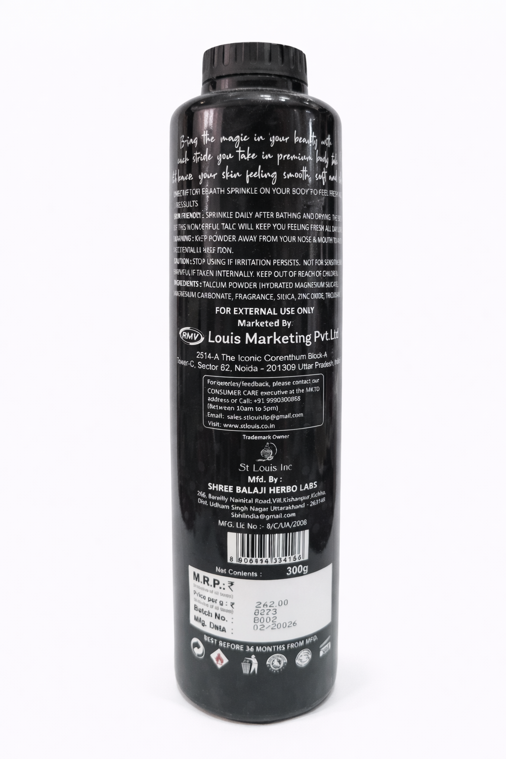 St Louis Blackberry Deo Talc Powder 300g | Long Lasting Deodorizing Talcum Powder | Premium French Fragrance | Keeps Skin Fresh & Dry All Day