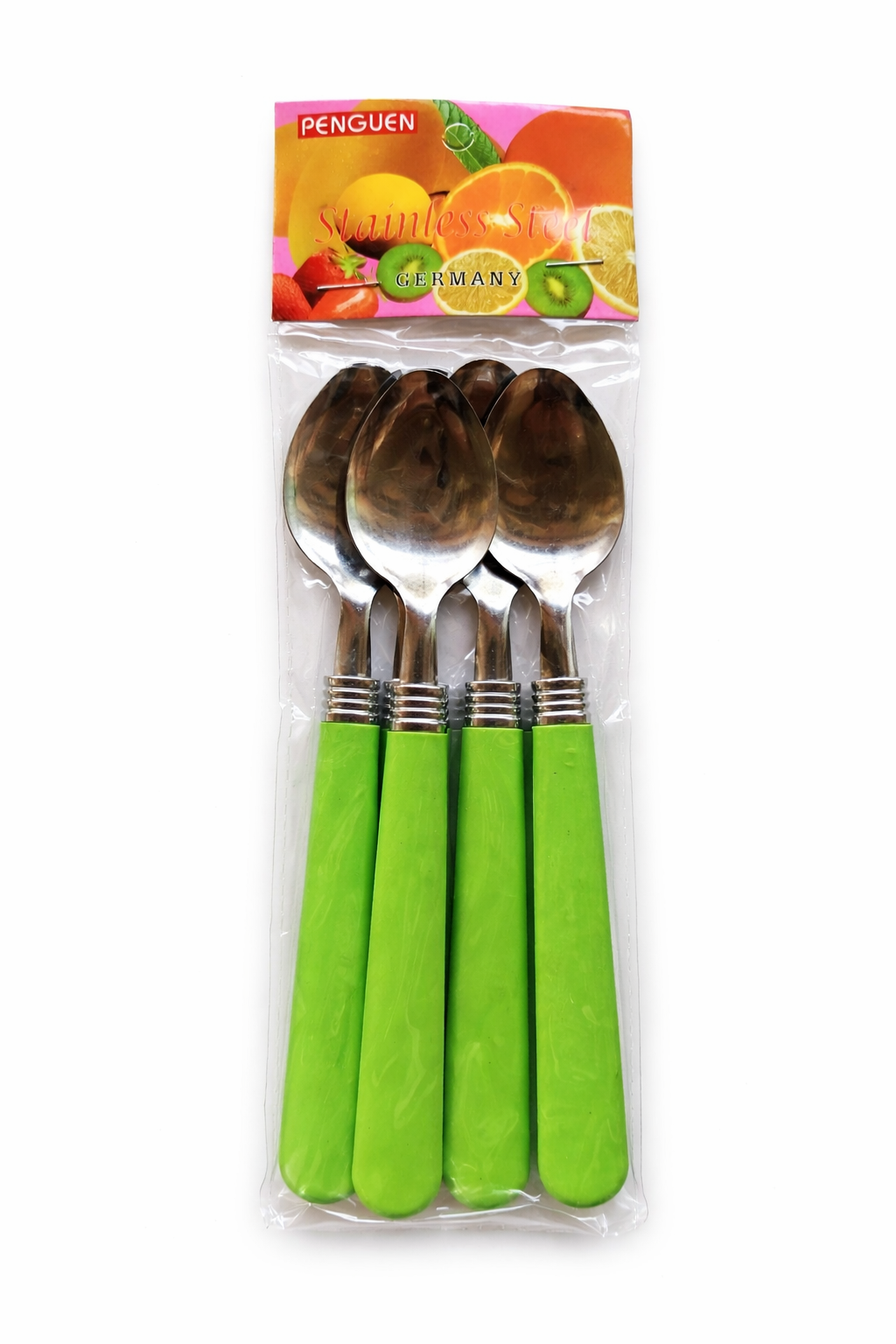 Stainless Steel Spoon Set (6-Piece) – Durable Tea & Dessert Spoons with Ergonomic Green Handles, Rust-Resistant, Dishwasher Safe, Stylish Everyday Cutlery