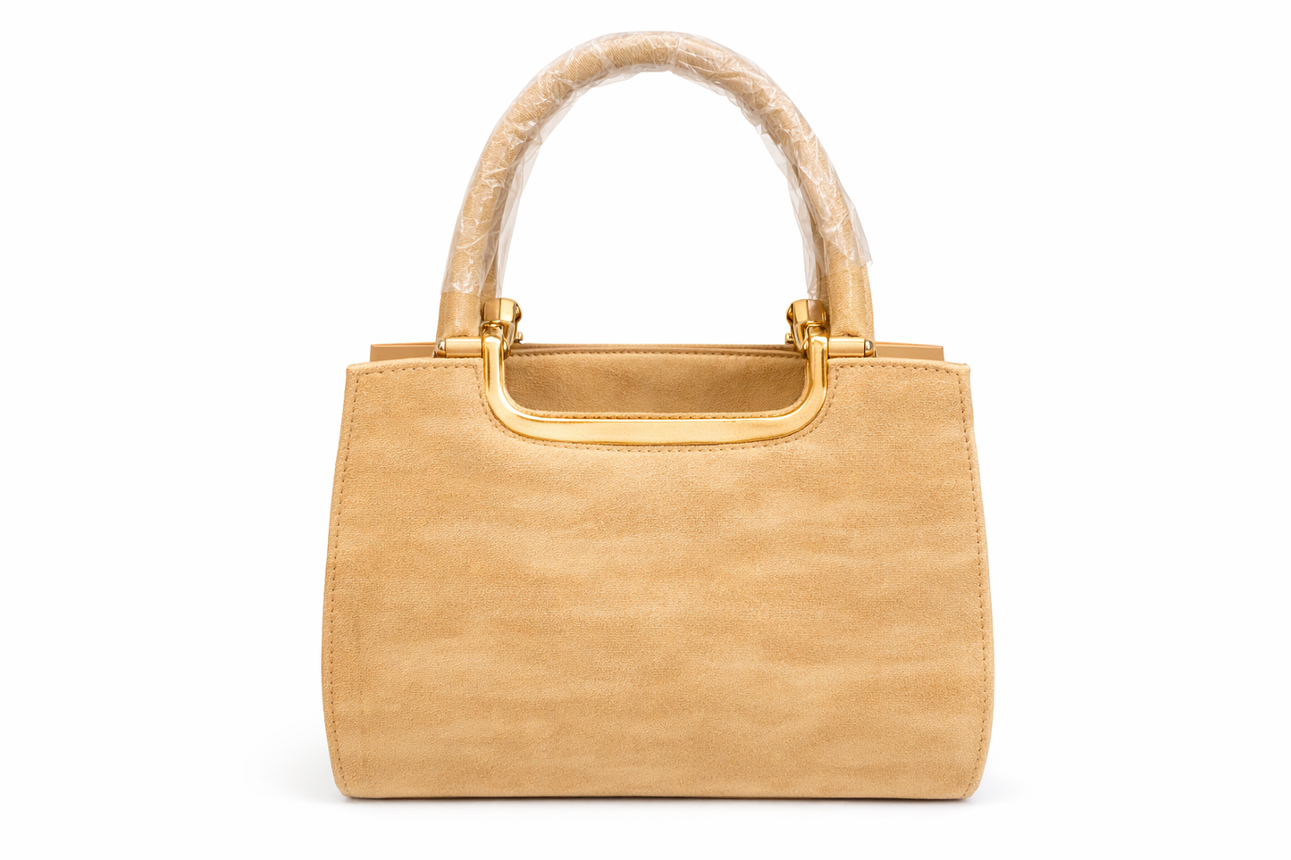Women’s Suede-Like Handbag, Premium Soft Fabric Satchel with Gold-Tone Hardware, Elegant Tote Bag with Inner Zip Pocket for Office & Daily Use