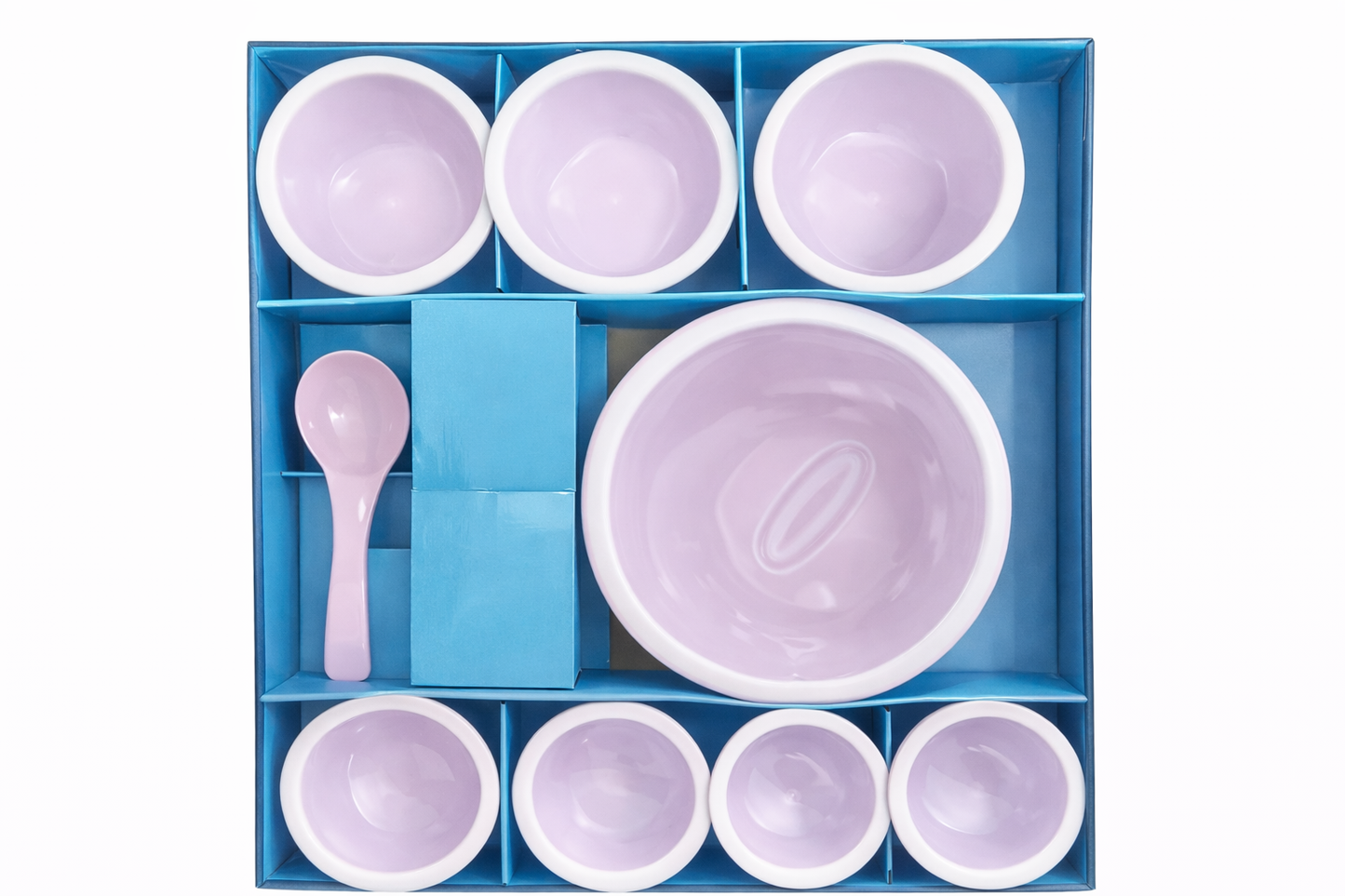 8-Piece Ceramic Bowl Set with Serving Spoon | 6 Small Bowls + 1 Large Bowl + 1 Spoon