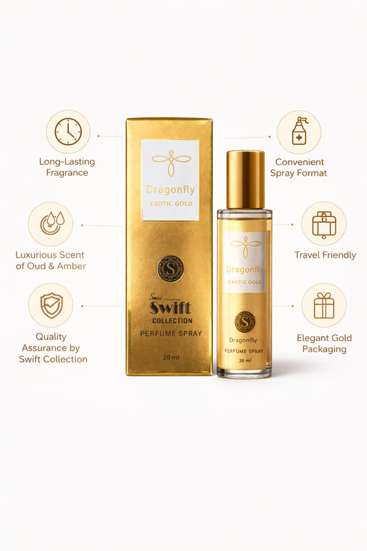Dragonfly Exotic Gold Perfume Spray 20 ml | Long Lasting Oud & Amber Fragrance
