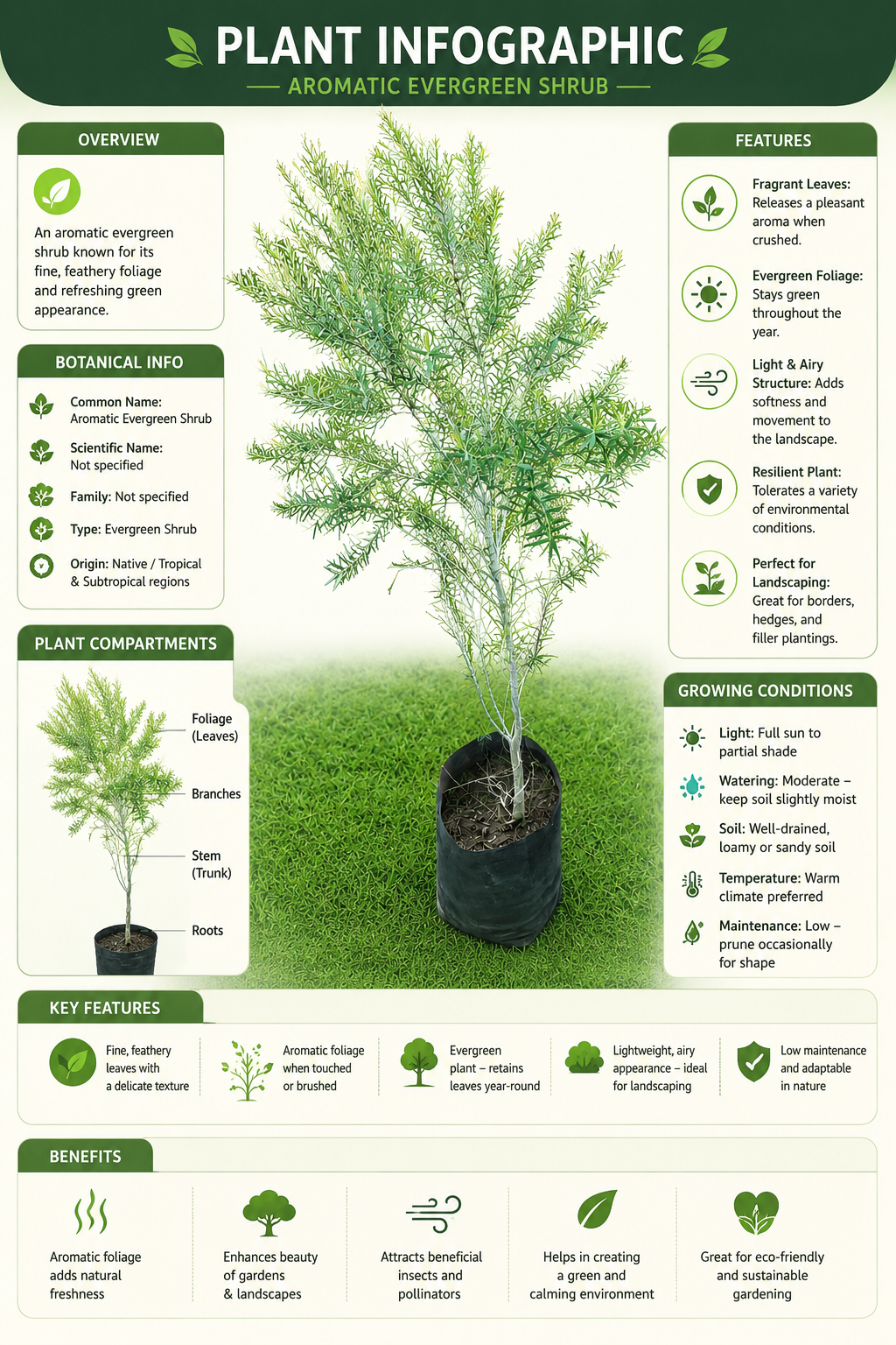 Aromatic Evergreen Shrub Live Plant | Fragrant Feathery Foliage Ornamental Plant for Landscaping, Hedges, Borders & Pots