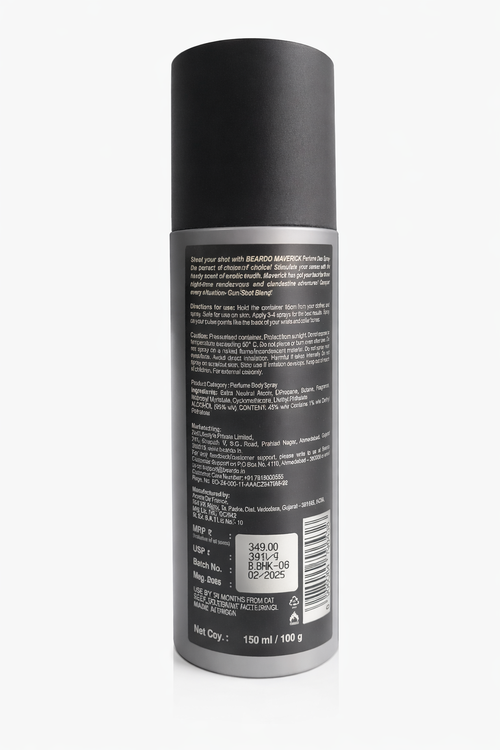 Beardo Maverick Perfumed Deo Spray for Men, Long Lasting Intense Masculine Fragrance, No Gas Formula, Skin Friendly Daily Use Body Spray – 150 ml