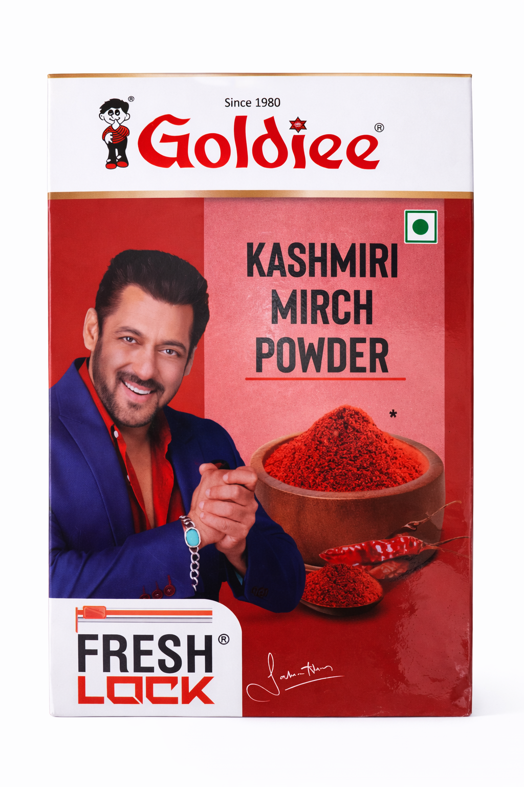 गोल्डी कश्मीरी मिर्च पाउडर, तीखा कम लाल मिर्च पाउडर, भरपूर रंग और स्वाद के लिए, फ्रेश लॉक पैकेजिंग, प्रीमियम भारतीय मसाला, शाकाहारी