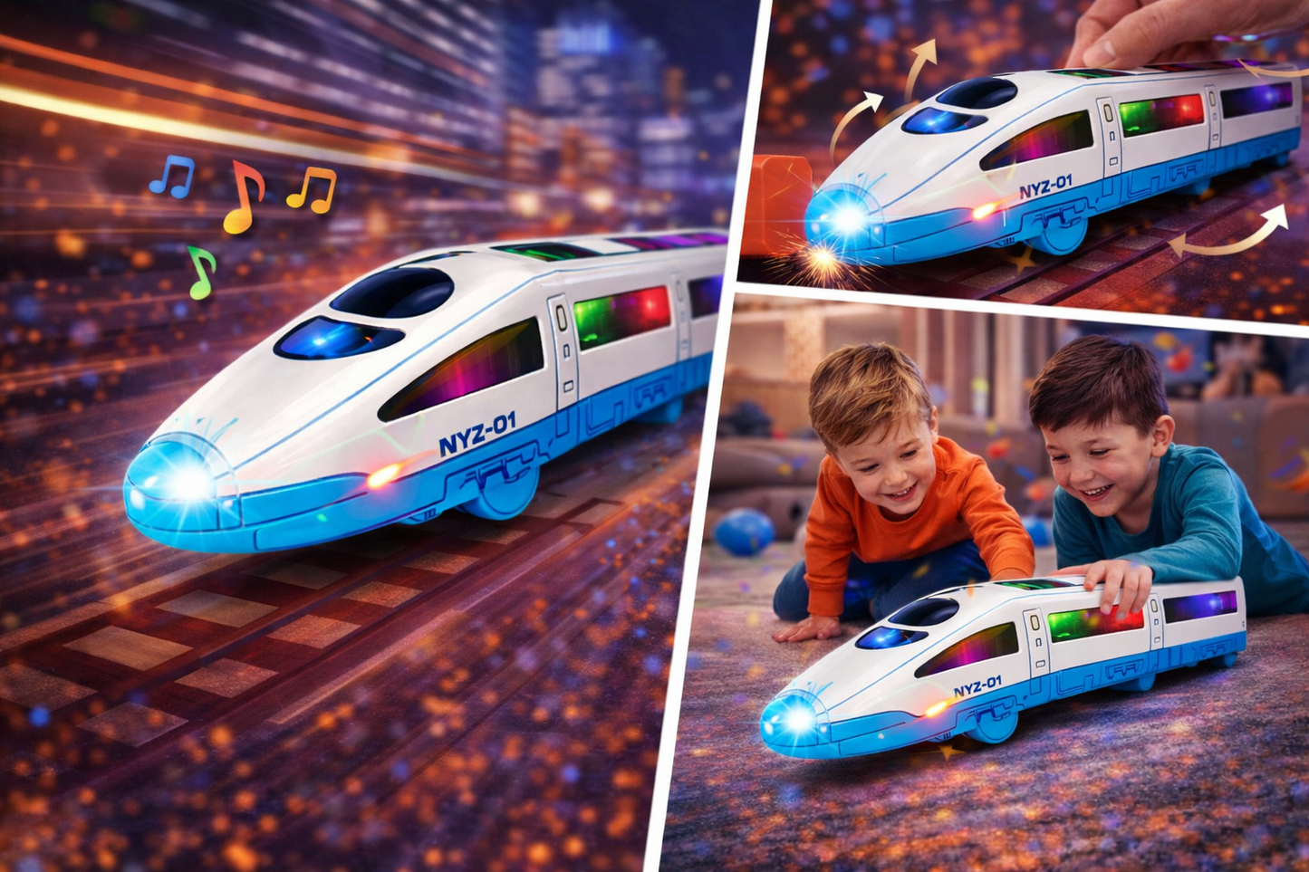 Bullet Train Toy for Kids with Lights & Sound | Battery Operated Train Toy with Bump & Go Action | LED Flashing Lights & Music | High-Speed Train Model Toy (3+ Years)