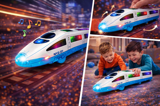 Bullet Train Toy for Kids with Lights & Sound | Battery Operated Train Toy with Bump & Go Action | LED Flashing Lights & Music | High-Speed Train Model Toy (3+ Years)