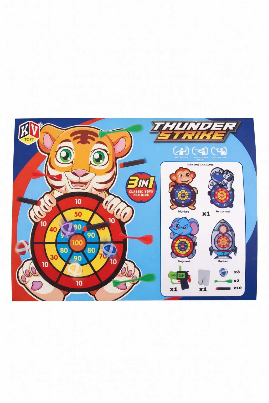 Toy Gun Target Shooting Set for Kids | Thunder Strike Blaster with Foam Darts & Velcro Balls | Pull-Back Action Gun with Targets | Safe Shooting Game Toy (3+ Years)