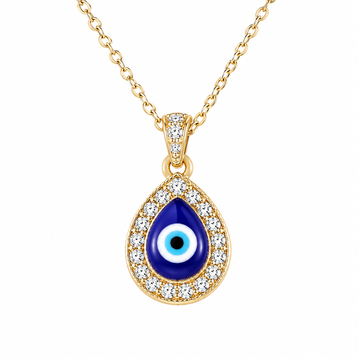 Evil Eye Pendant Necklace for Women | Crystal Studded Nazar Protection Necklace | Silver Plated Chain Pendant | Adjustable Chain | Fashion Jewelry Gift for Girls & Women