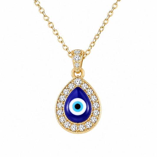 Evil Eye Pendant Necklace for Women | Crystal Studded Nazar Protection Necklace | Silver Plated Chain Pendant | Adjustable Chain | Fashion Jewelry Gift for Girls & Women
