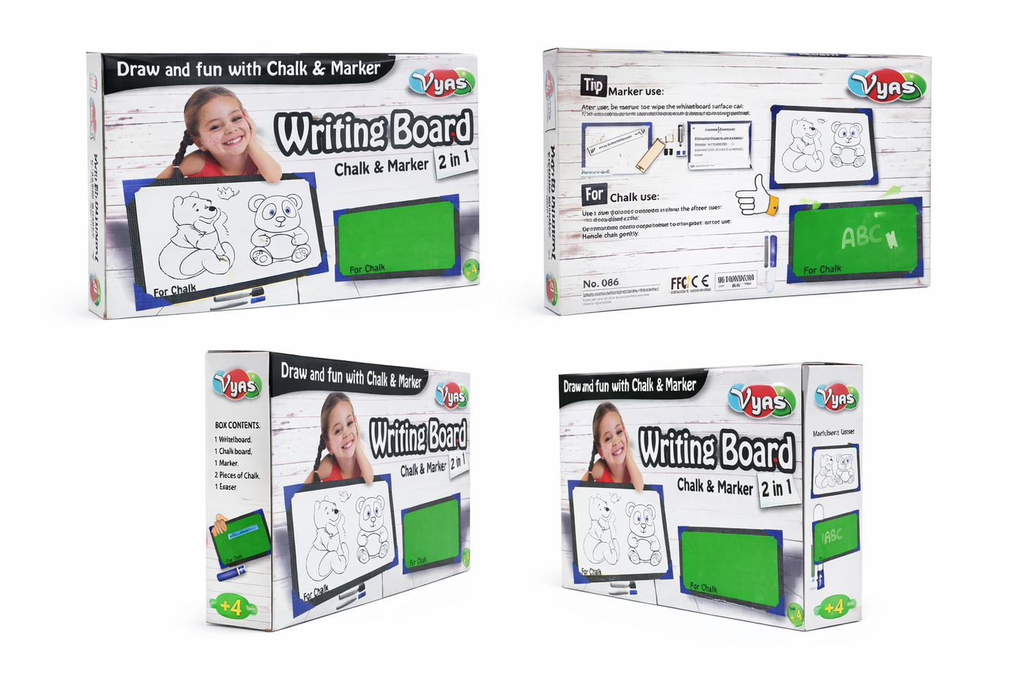 2-in-1 Kids Writing Board | Chalkboard & Whiteboard Combo
