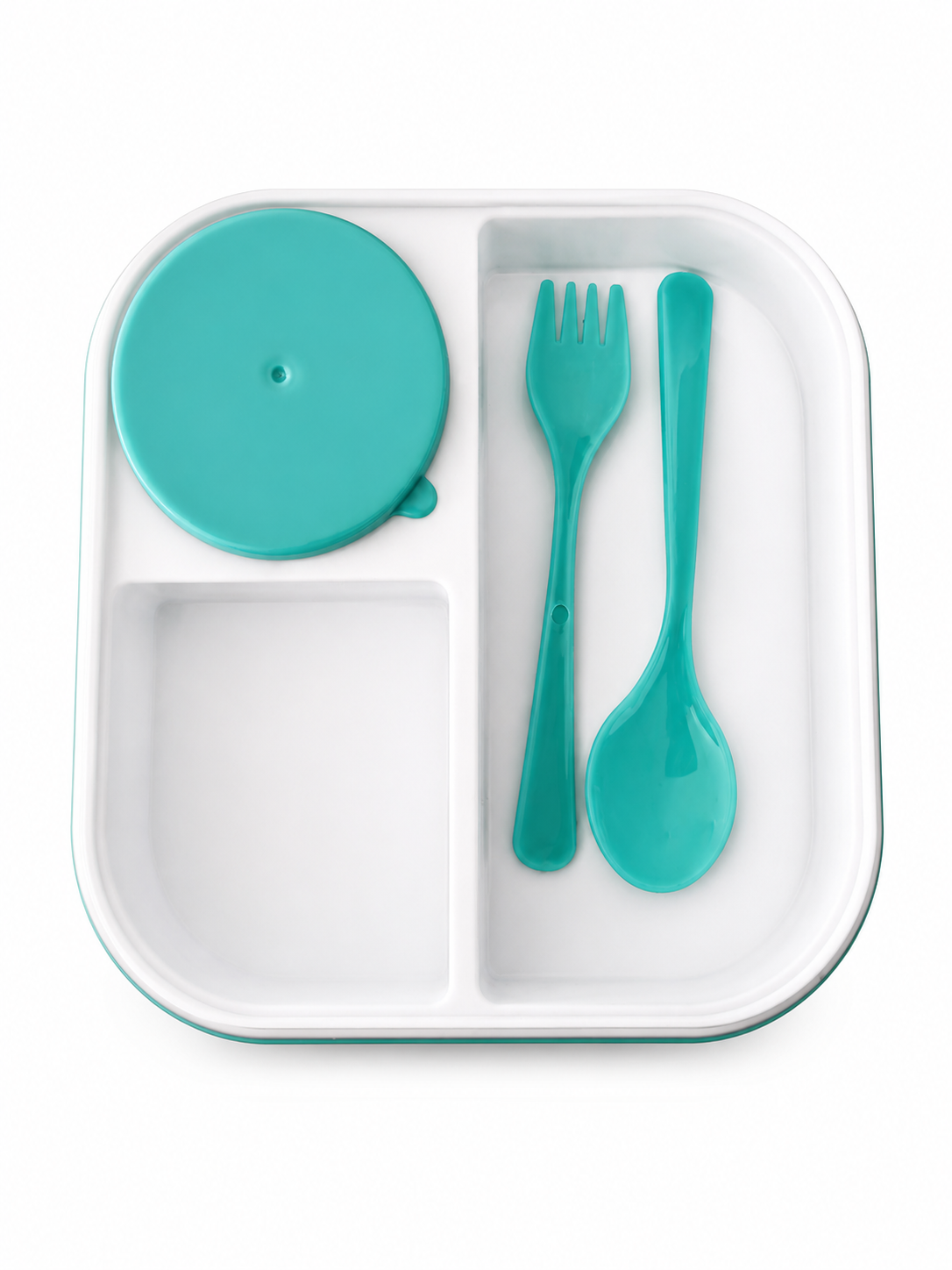 Hungry Kids Bento Lunch Box Set – 3 Compartment Meal Container with Leak-Proof Mini Dip Jar, Spoon & Fork – BPA-Free, Microwave & Dishwasher Safe