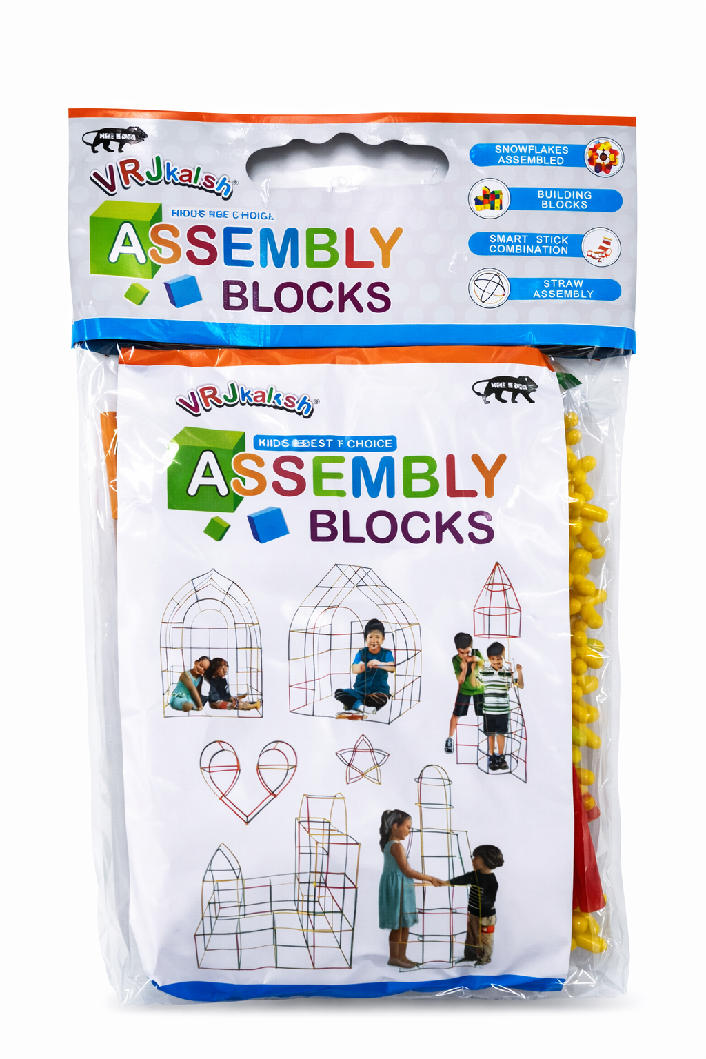 Kids Assembly Blocks Stick Building Set | Creative Construction Toy with Connectors & Flexible Rods