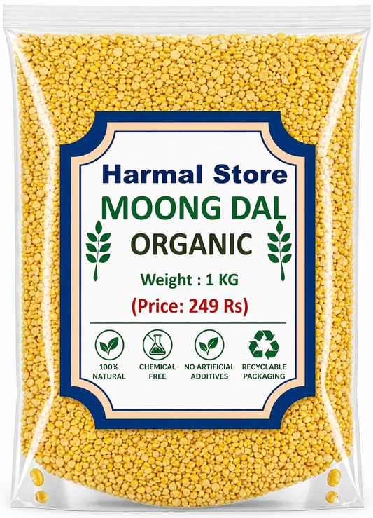 Harmal Store Organic Moong Dal 1 Kg | Premium Quality Yellow Split Moong Dal | High Protein, Easy to Digest | Chemical-Free & Hygienically Packed