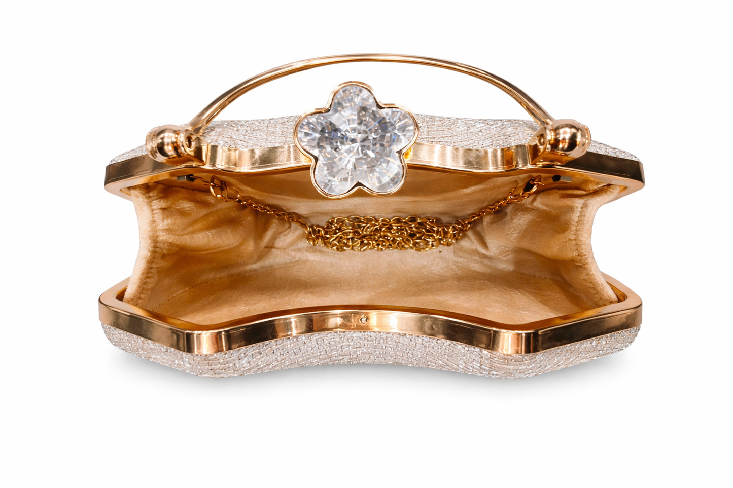 Luxury Gold Clutch Purse for Women | Premium Leather Evening Bag with Glitter Finish