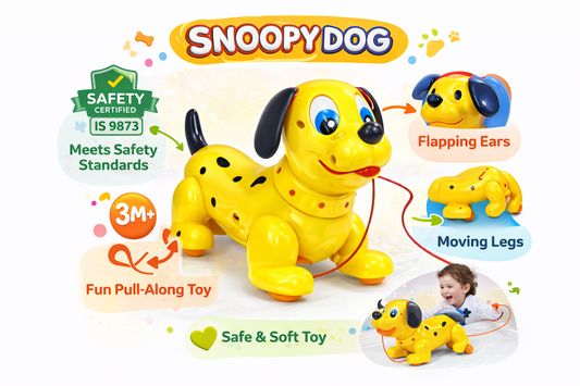 Pull Along Dog Toy for Kids with Moving Legs, Ears & Tail, Musical Walking Puppy Toy with String, Cute Plastic Toddler Toy for Boys & Girls (1–5 Years)
