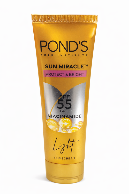 Pond’s Sun Miracle Protect & Bright Light Sunscreen SPF 55 PA++ with Niacinamide | Lightweight Daily Face Sunscreen for UV Protection & Brightening