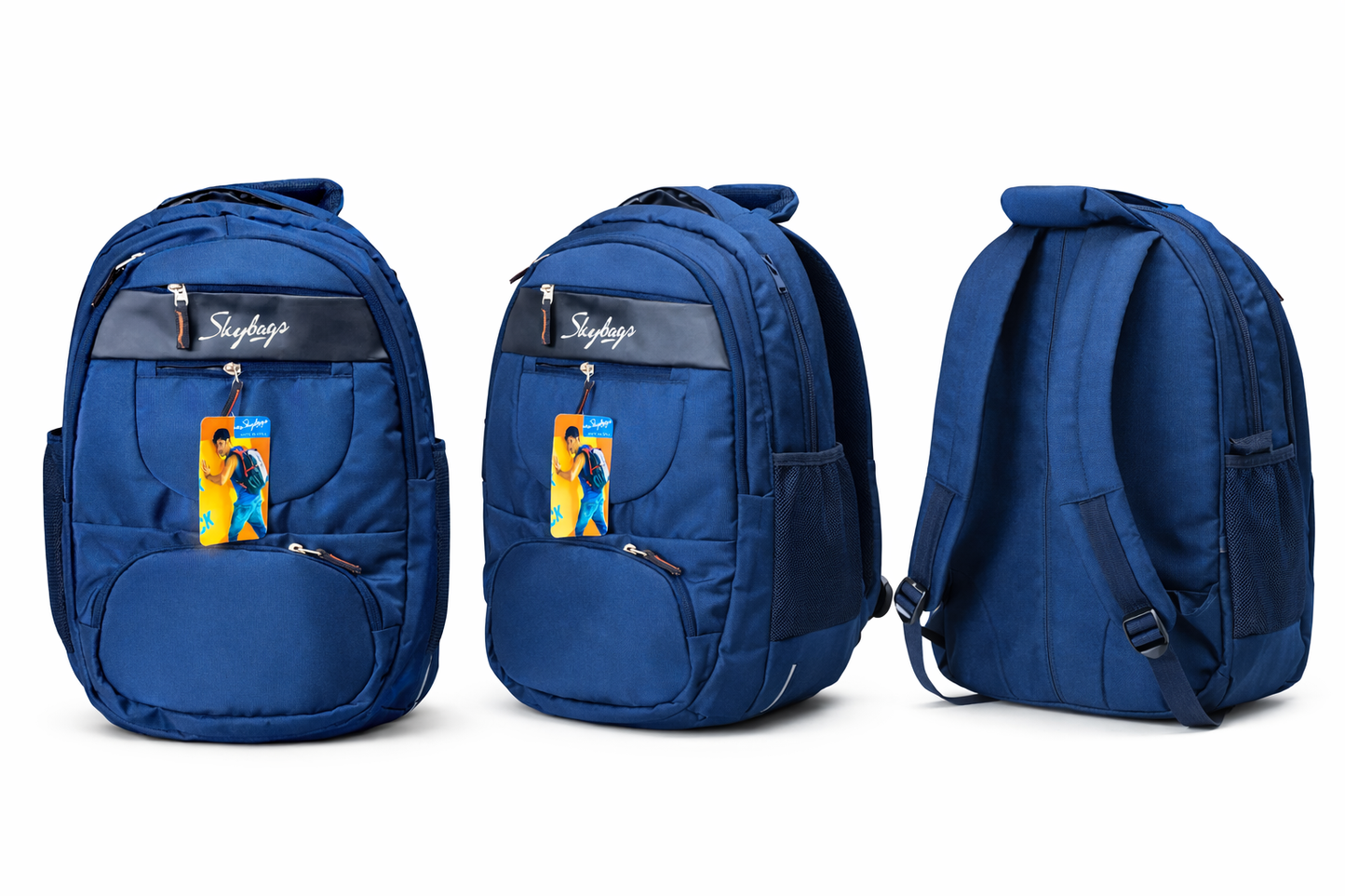 Skybags School Backpack for Boys & Girls, 30L Polyester Laptop Backpack with Multiple Compartments, Adjustable Padded Straps, Dual Mesh Side Pockets, 18 x 13 x 9 Inch