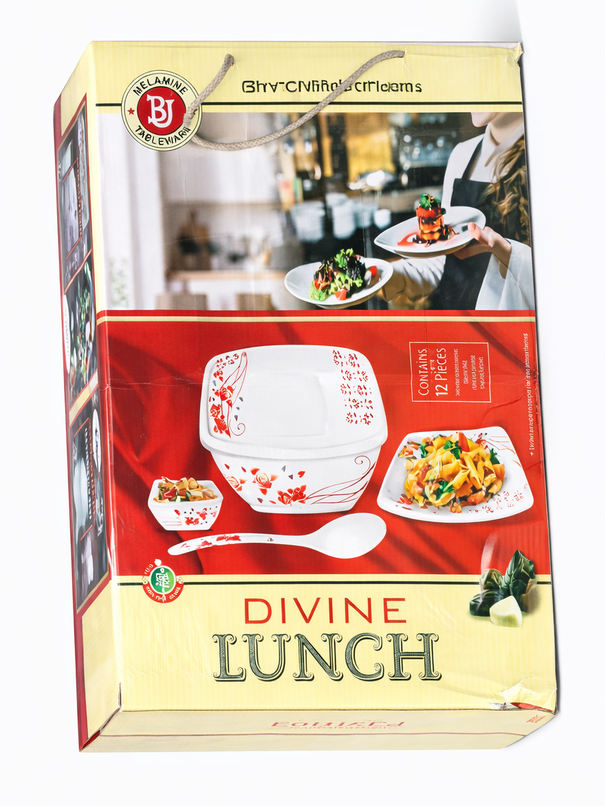 12 Piece Serving Set with Tray & Spoon | Floral Design Ceramic Bowls Set