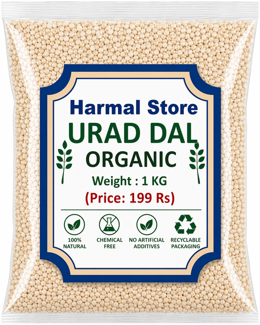 Harmal Store Organic Urad Dal 1 Kg | Premium White Urad Dal | High Protein Split Black Gram | Chemical-Free & Hygienically Packed