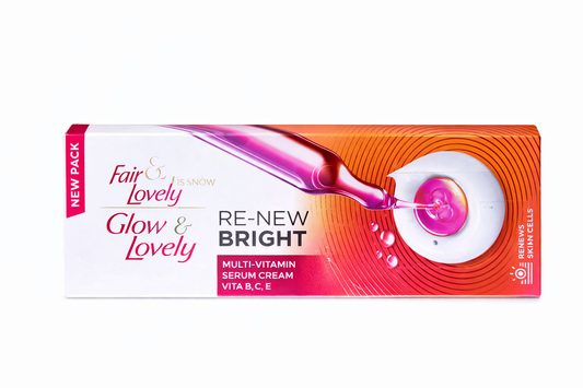 Glow & Lovely Re-New Bright Face Cream 50g, Multi-Vitamin Serum Cream with Vitamin B3, C & E, Skin Brightening, Moisturising & Even Tone Cream, Dermatologically Tested