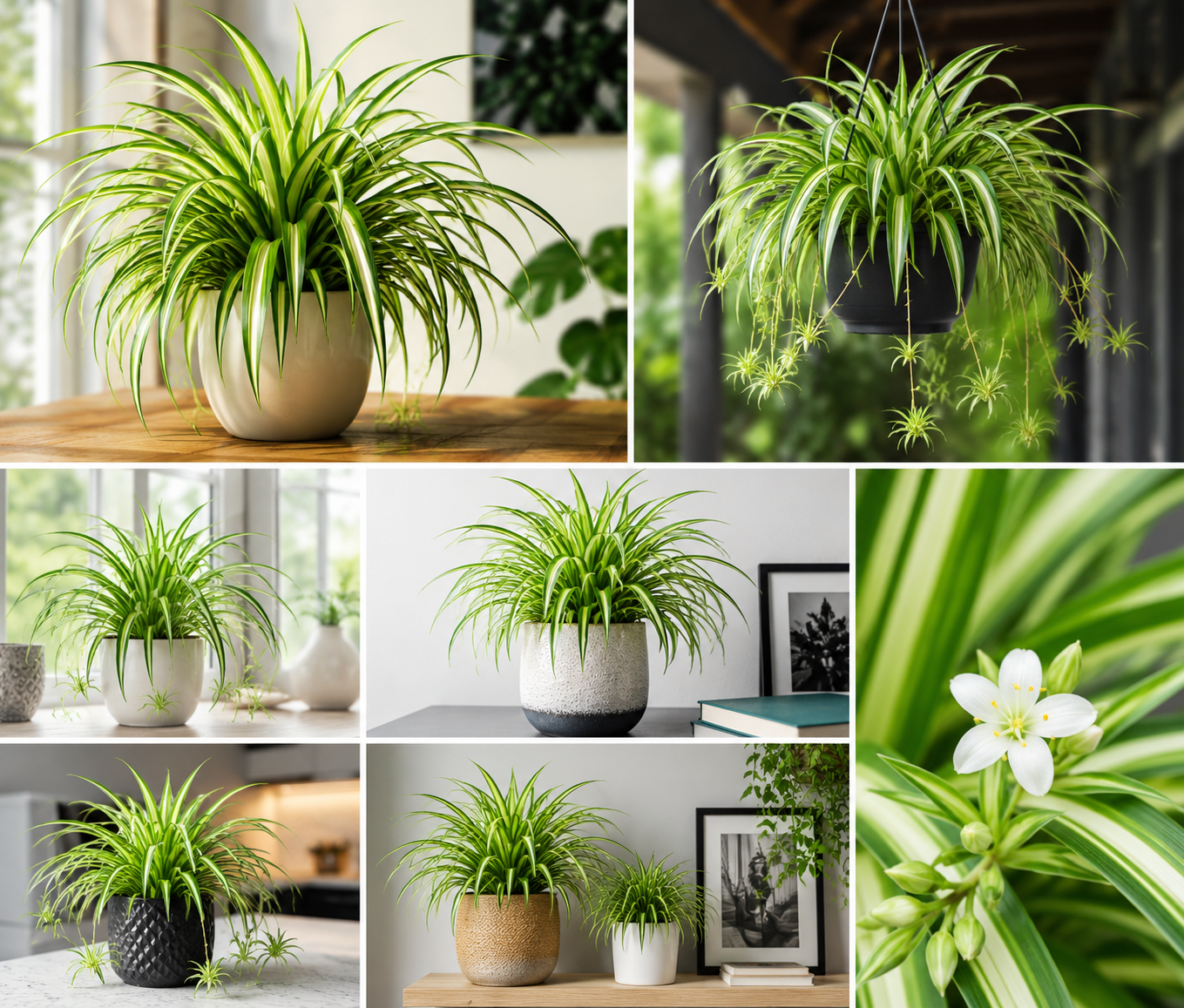 Big Spider Plant Live Indoor Plant | Chlorophytum Comosum Air Purifying Plant | Large Variegated Hanging & Tabletop Decorative Plant for Home & Office