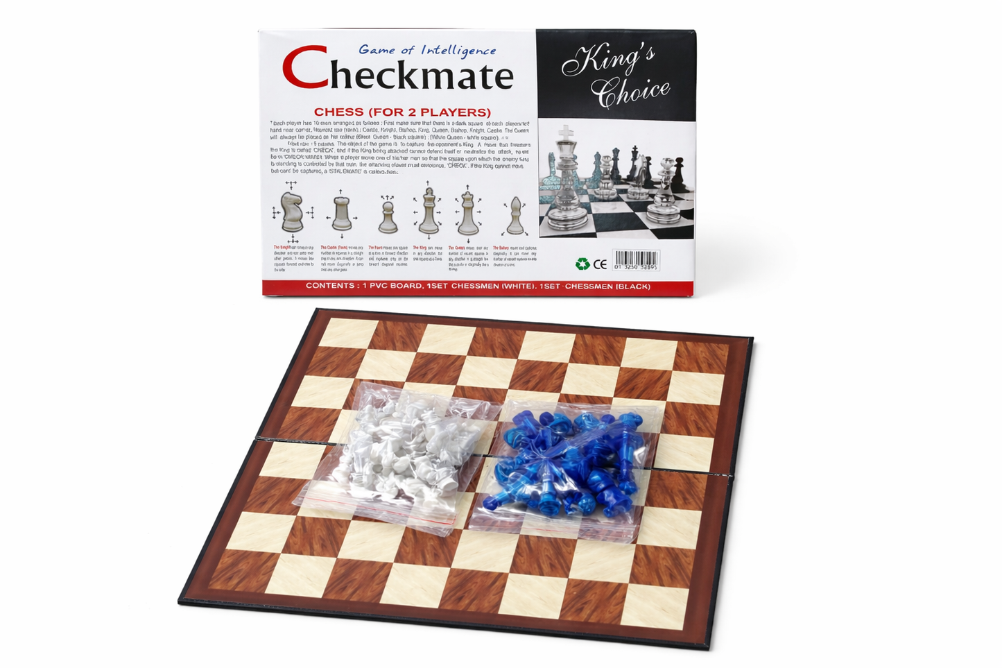 Chess Set for Kids & Adults with Folding PVC Board, Portable Travel Chess Game, Complete 32 Pieces