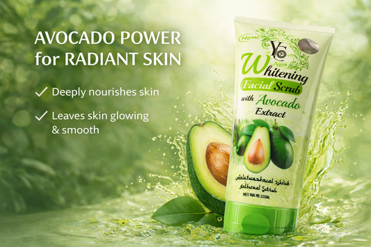 Whitening Facial Scrub with Avocado Extract for Glowing Skin | Deep Exfoliating Face Scrub for Dead Skin Removal, Brightening & Nourishing Care | Suitable for All Skin Types