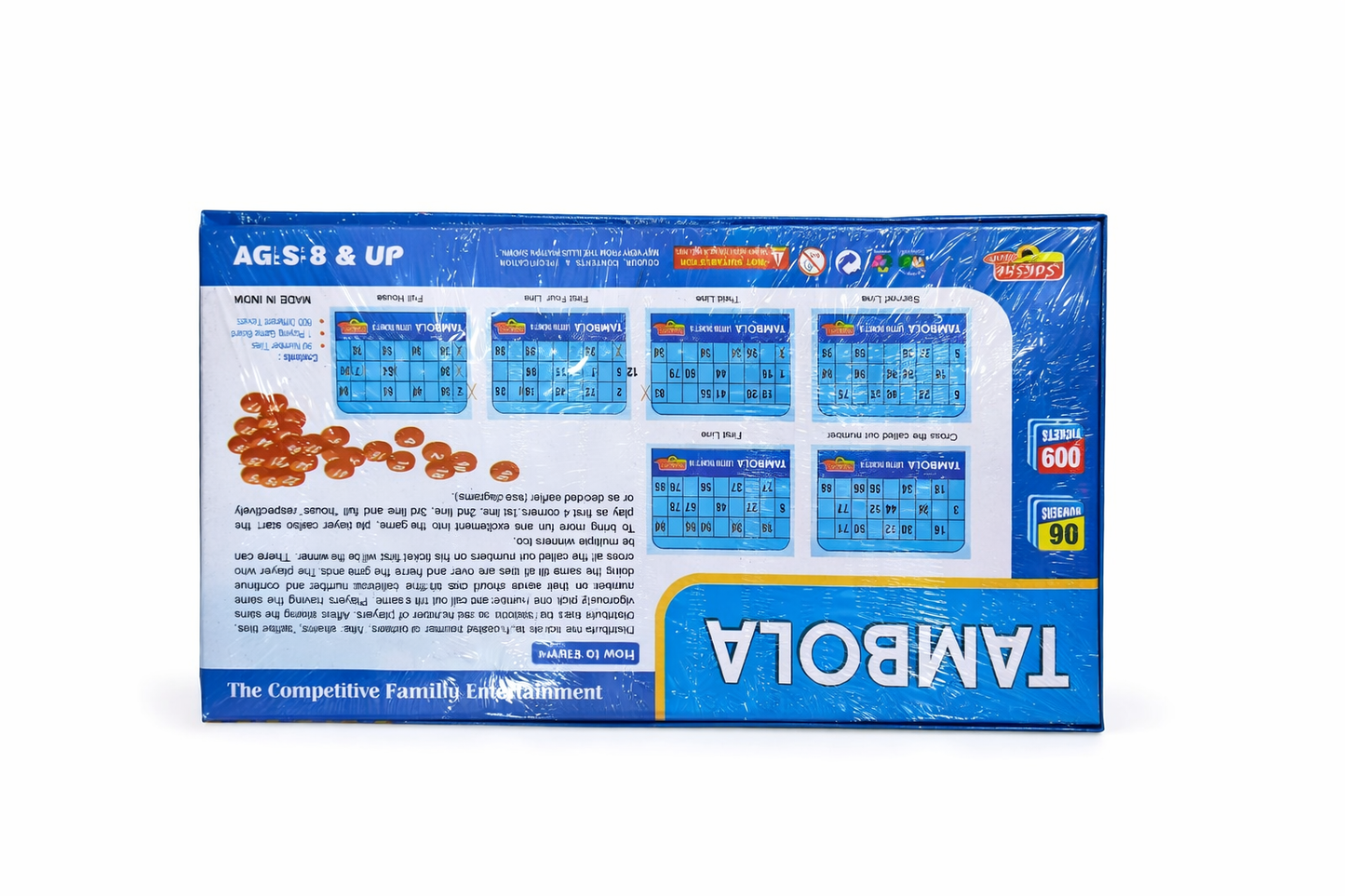 Tambola Game Set (Bingo / Housie) with 600 Tokens & 90 Number Tiles | Family Party Game for Kids & Adults | Indoor Board Game