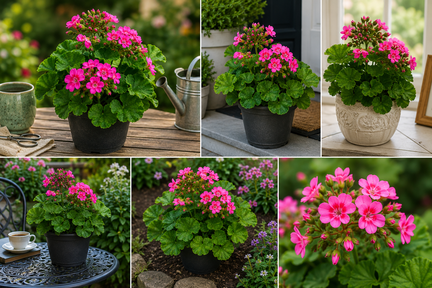 Geranium Live Flowering Plant (Pelargonium spp.) | Bright Pink Bloom Ornamental Plant for Balcony, Pots & Garden | Easy Care Decorative Flower Plant