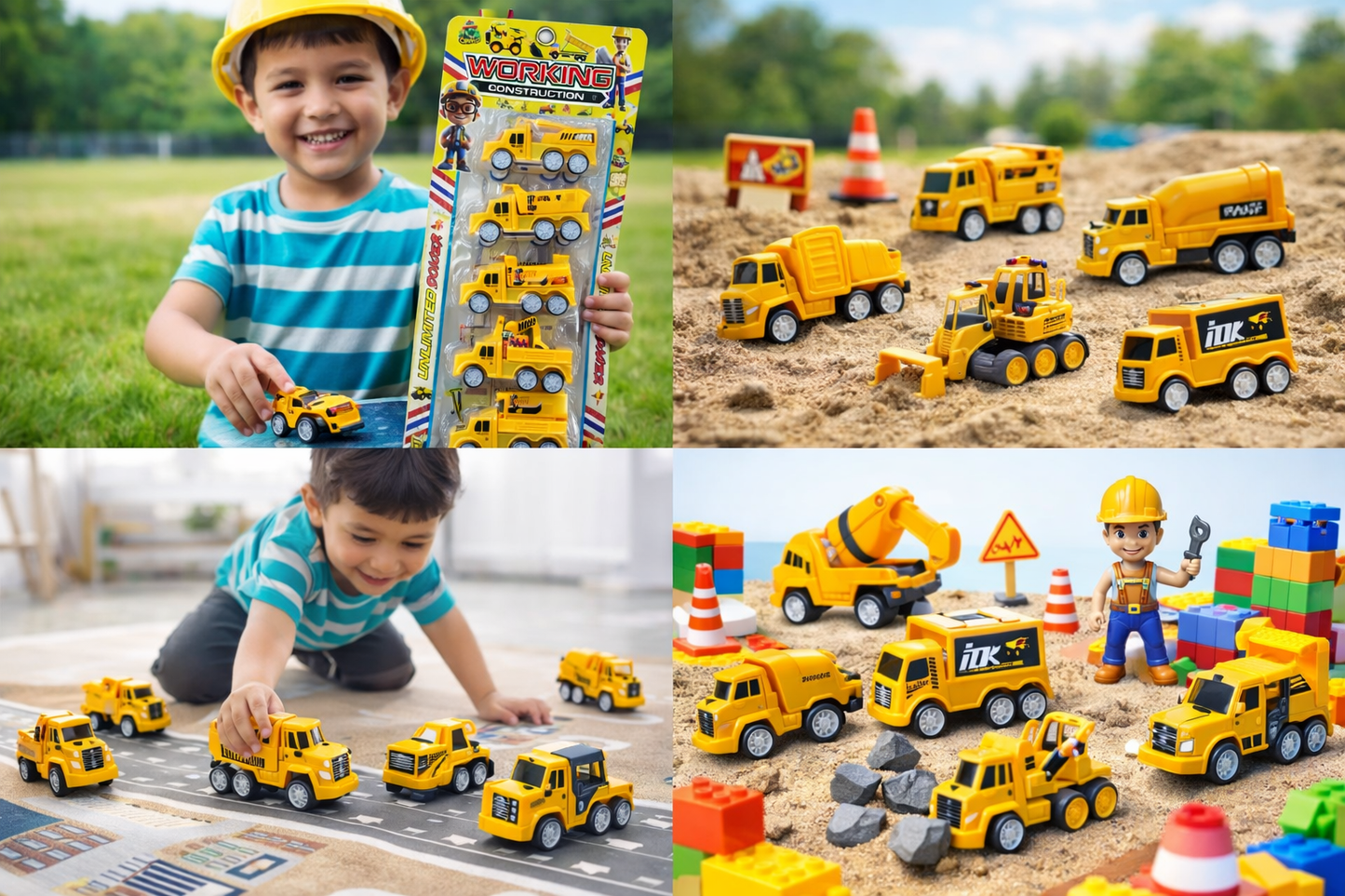 Construction Vehicle Toy Set for Kids (Pack of 6), Mini Construction Trucks – Dump Truck, Cement Mixer, Bulldozer, Forklift, Backhoe Loader & More (Ages 3+)