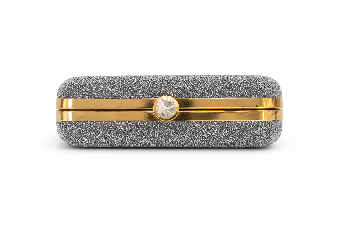 ilver Glitter Evening Clutch for Women, Sparkly Box Clutch Purse with Gold-tone Clasp, Elegant Party Handbag for Wedding