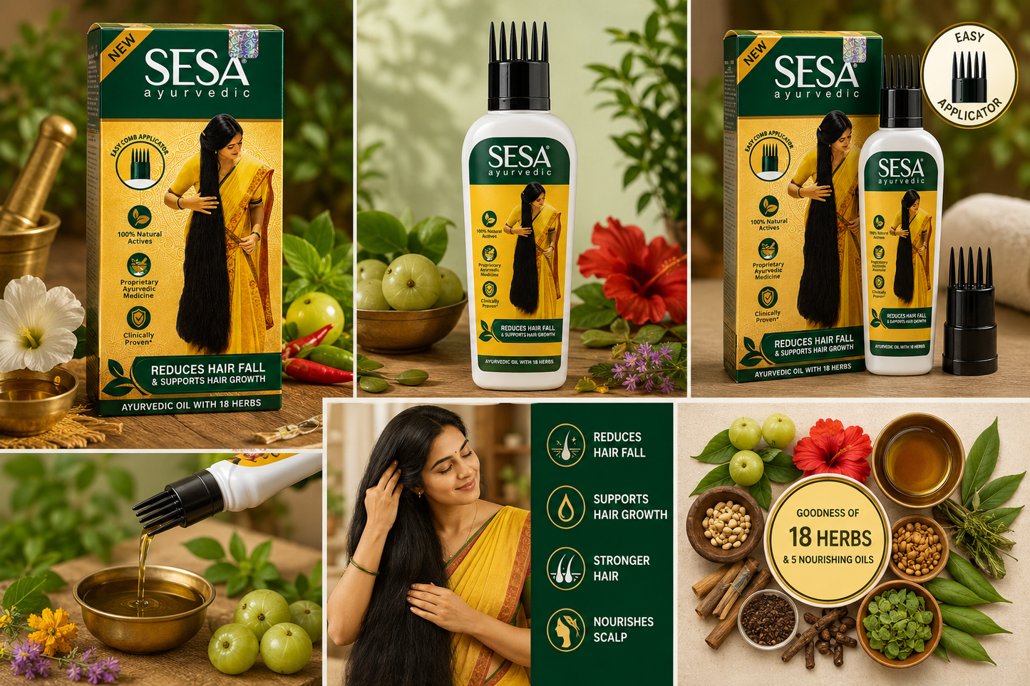 Sesa Ayurvedic Hair Oil | Ayurvedic Hair Growth Oil with 18 Herbs & 5 Nourishing Oils | Helps Reduce Hair Fall Due to Breakage | Nourishes Scalp & Strengthens Hair | Suitable for Men & Women | 100 ml