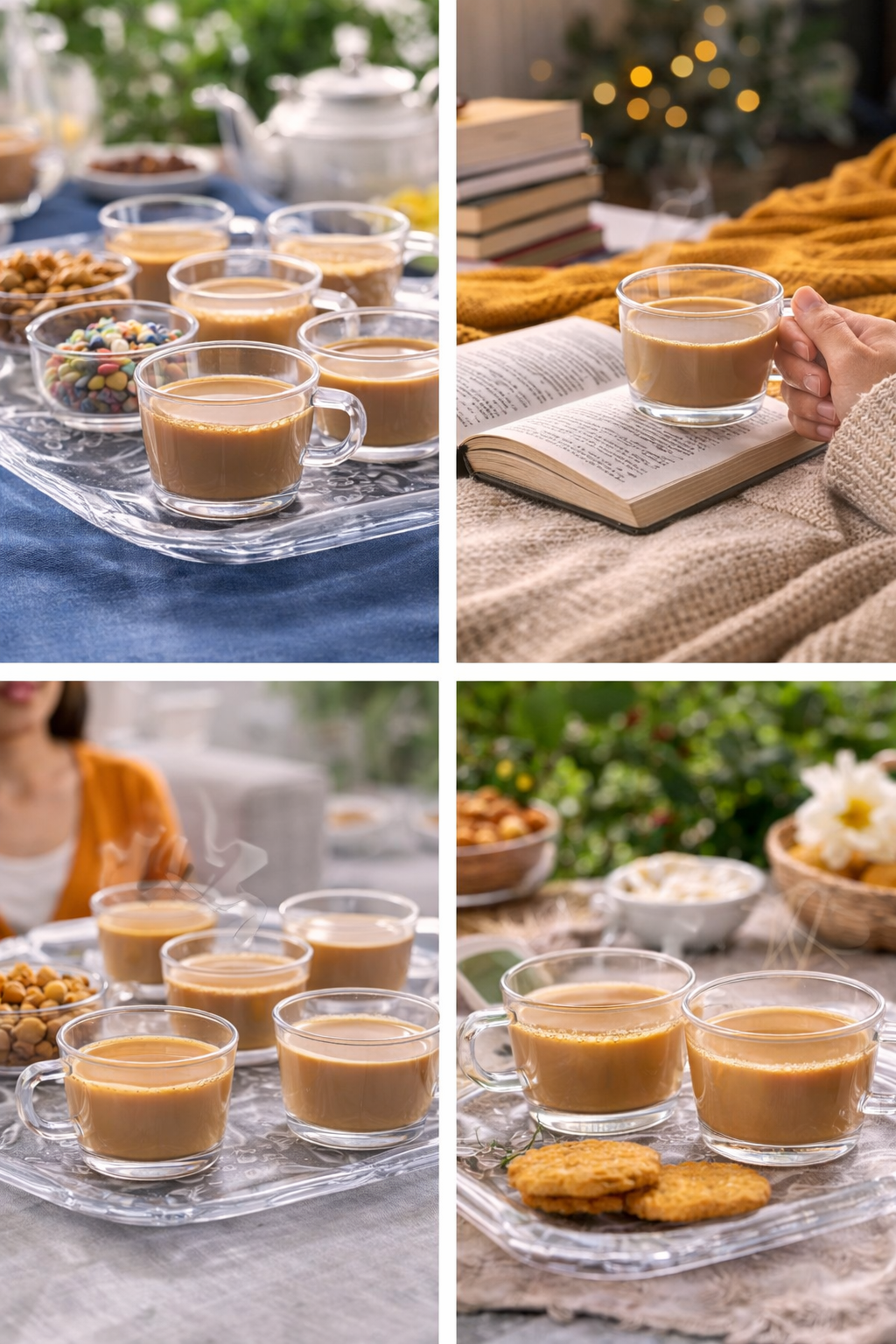 Clear Plastic Tea Cups Set of 6 (100ml Each) | Transparent Lightweight Cups with Handle | Durable & Easy to Clean | Tea, Coffee & Beverage Serving Cups for Home & Office