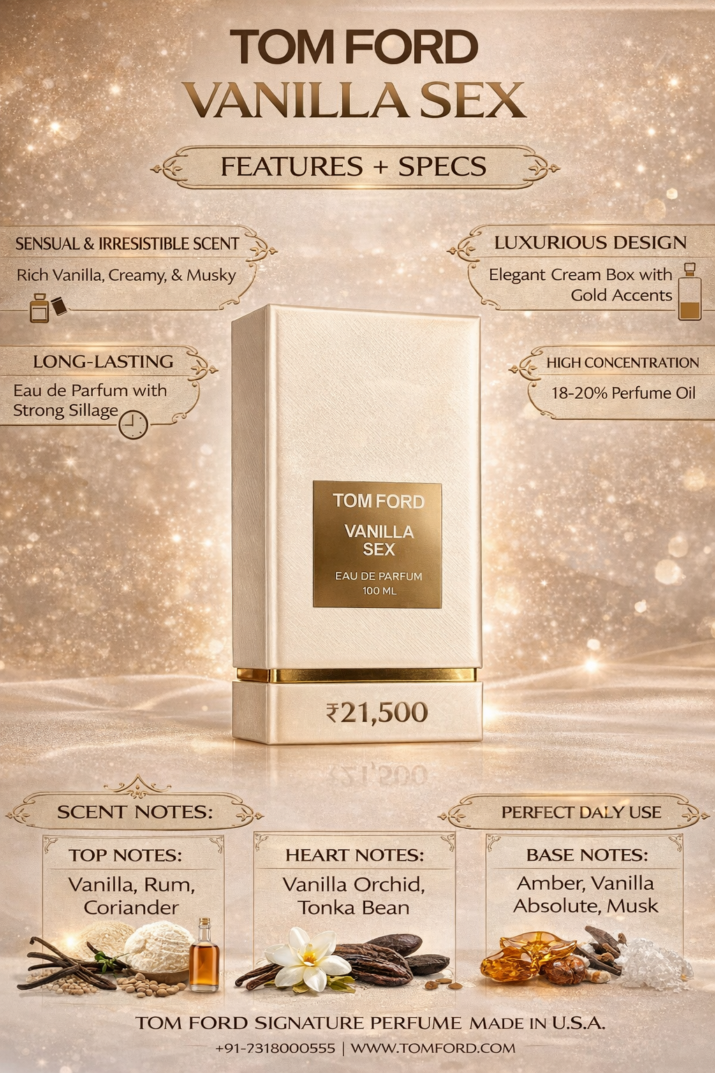 Tom Ford Vanilla Sex Eau De Parfum | 100ml Luxury Unisex Perfume | Long-Lasting Warm Vanilla, Amber & Musk Fragrance