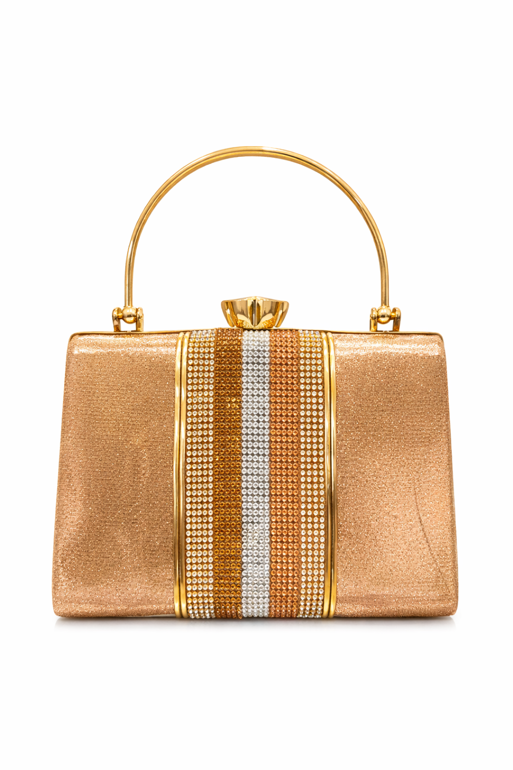 Gold Evening Handbag for Women | Premium Leather Party Clutch with Top Handle