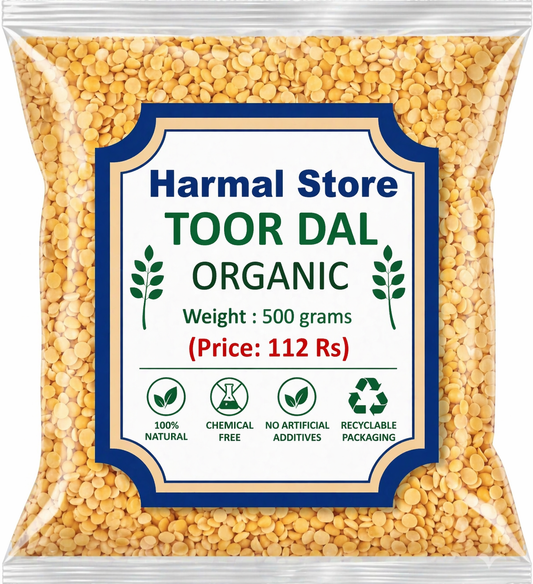 Harmal Store Organic Toor Dal 500g | Premium Arhar Dal | Unpolished, High Protein Lentils | Chemical-Free & Natural
