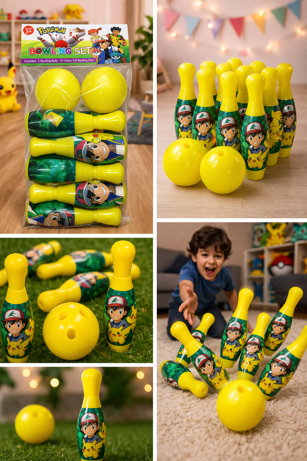 Kids Bowling Set Toy (12 Pieces) | Indoor Outdoor Bowling Game with 2 Balls & 10 Pins | Cartoon Theme Fun Game for Boys & Girls (3+ Years)