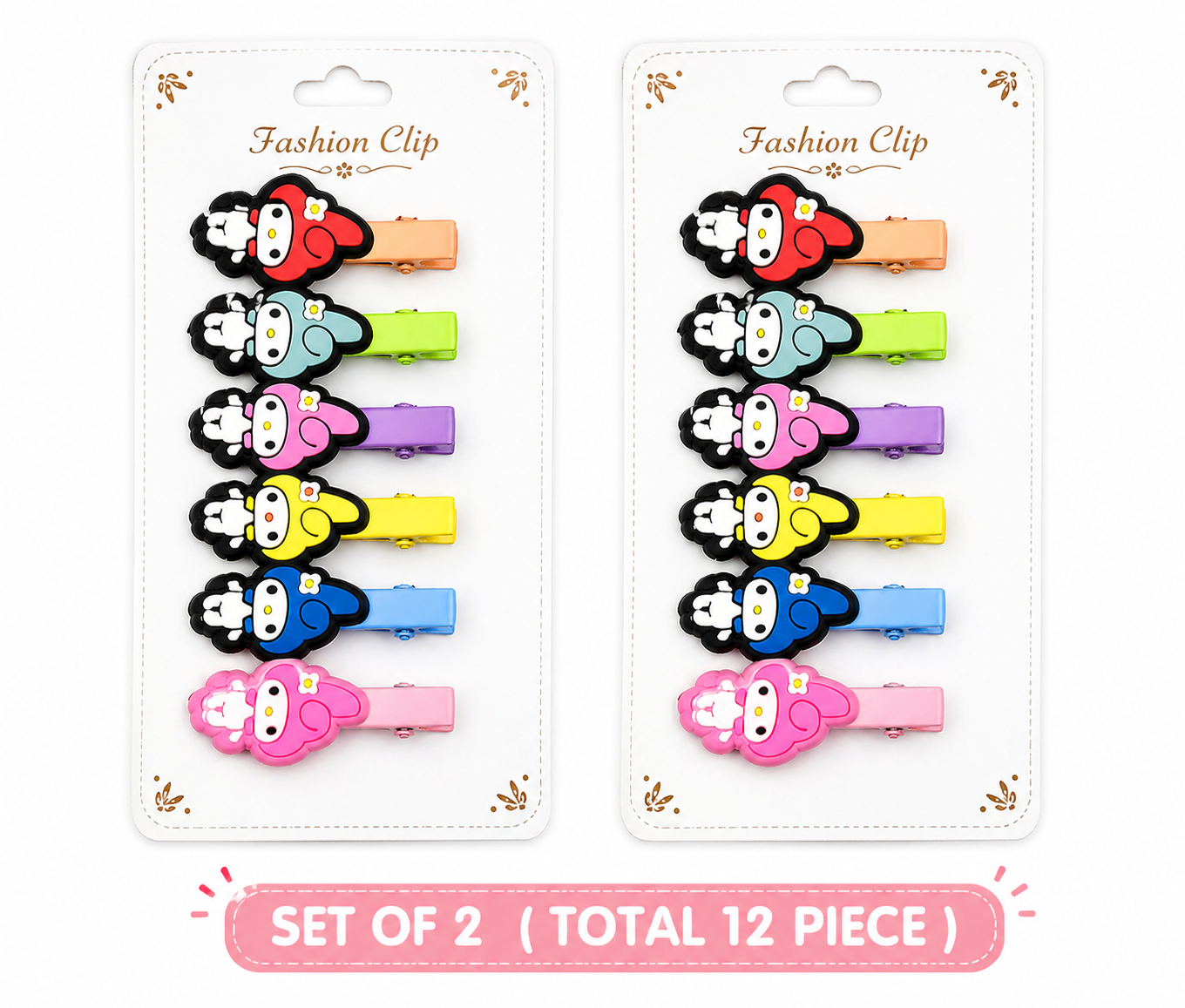 Cute Cartoon Hair Clips Set for Girls (12 Pieces), Colorful Character Snap Hair Clips