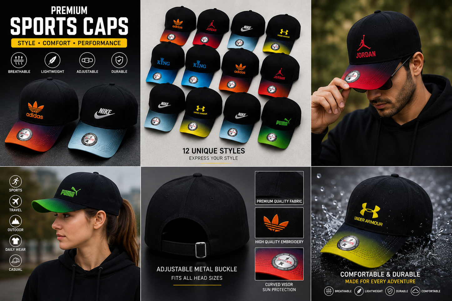 Premium Sports Cap for Men & Women | Adjustable Baseball Cap | Breathable Cotton Blend