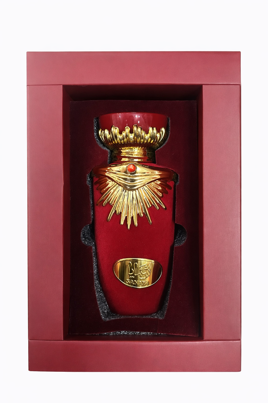 Al Habibi Royal Red Velvet Perfume Bottle – Luxury Arabic Fragrance 65ml with Gold Crown Cap, Engraved Plaque & Premium Gift Box