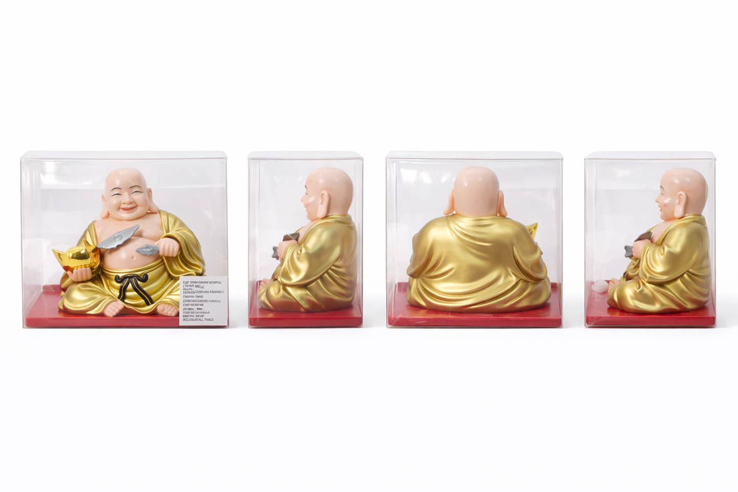 Happy Buddha Figurine with Protective Case | Laughing Buddha Statue for Wealth & Good Luck