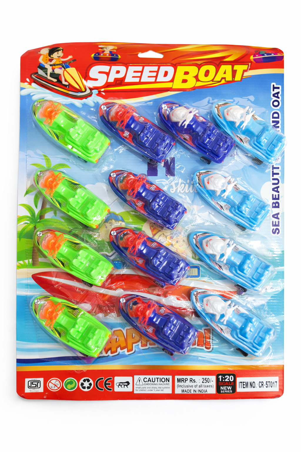 12-Pack Pullback Speedboat Toy Set – High-Speed Friction Powered Racing Boats – Bright Colors (Green, Red, Blue)