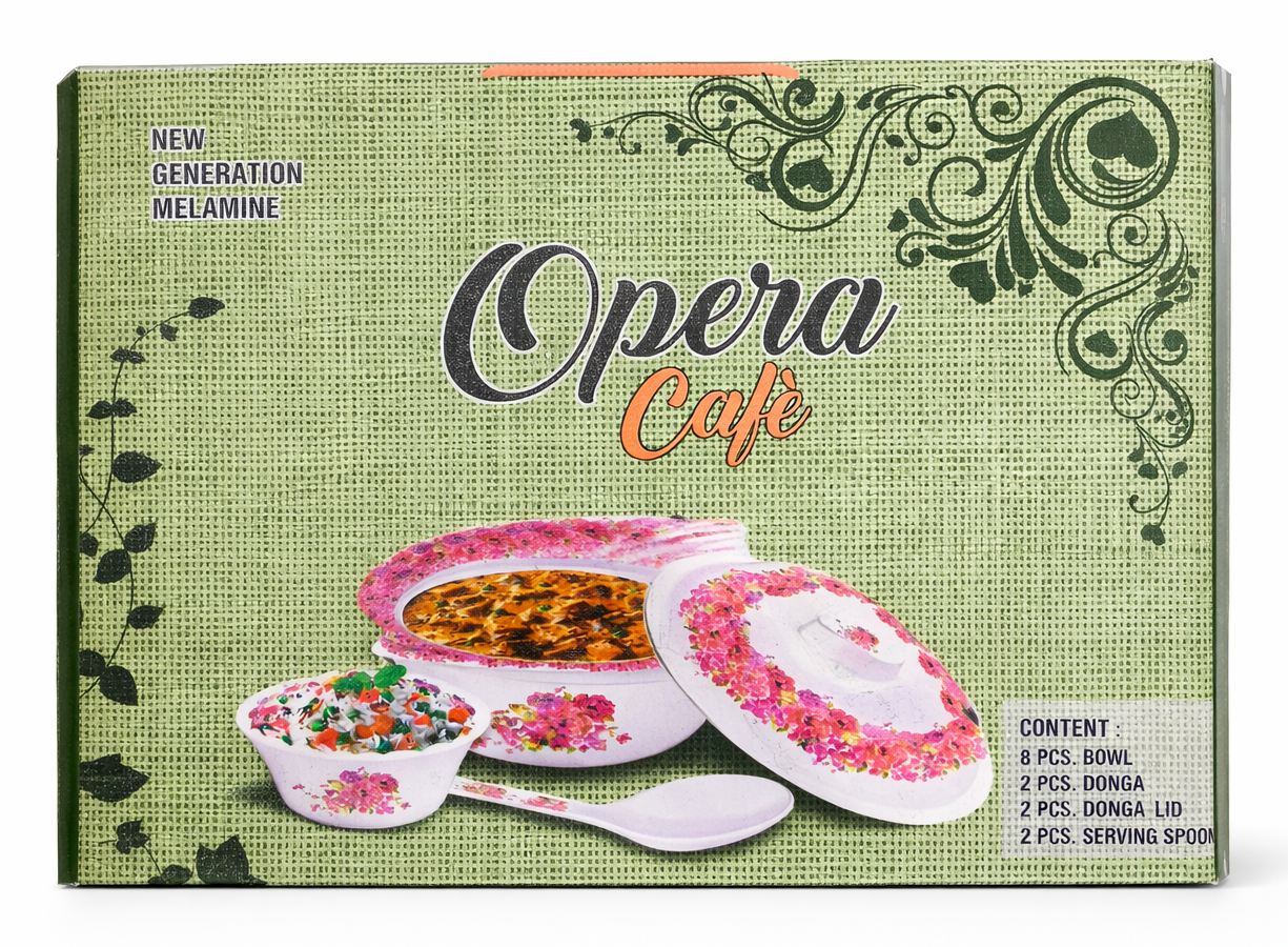 14-Piece Melamine Bowl Set with Lids & Serving Spoons | Floral Design Serving Bowls Set