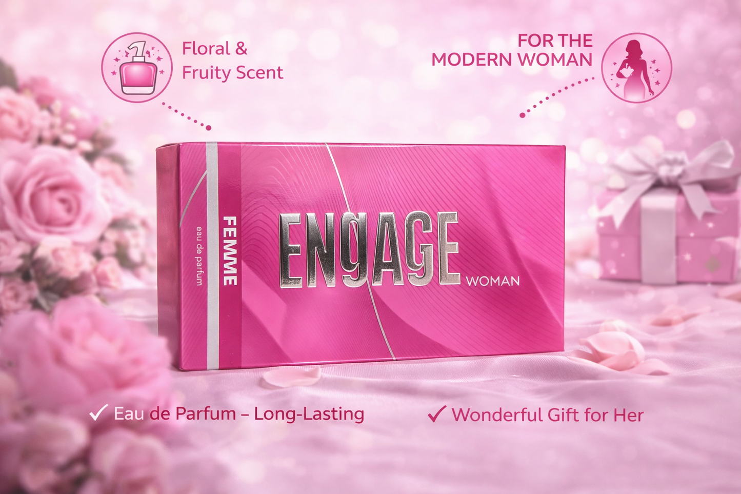 Engage Femme Eau De Parfum for Women | Long Lasting Floral Fruity Perfume | Premium Women Fragrance Gift