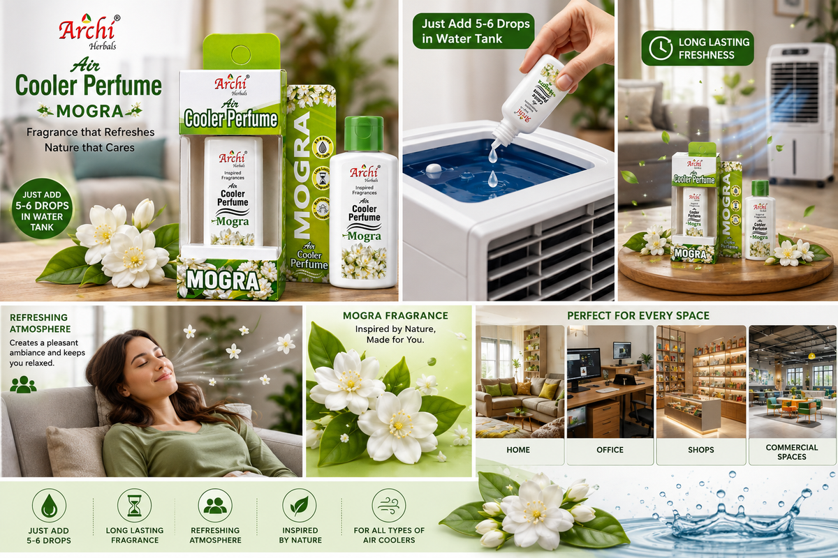 Archi Herbals Air Cooler Perfume Mogra 25 ml | Air Cooler Fragrance for Home, Office & Shops | Long Lasting Fresh Floral Fragrance | Add 5–6 Drops to Cooler Water Tank